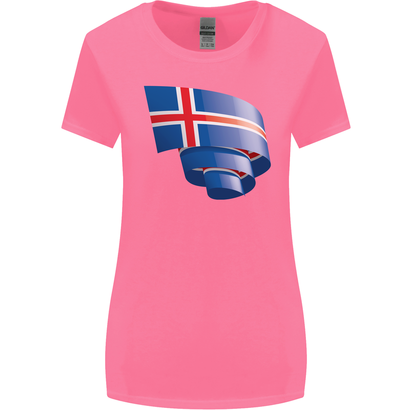 Curled Iceland Flag Icelander Day Football Womens Wider Cut T-Shirt Azalea