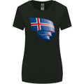 Curled Iceland Flag Icelander Day Football Womens Wider Cut T-Shirt Black