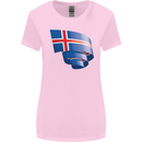 Curled Iceland Flag Icelander Day Football Womens Wider Cut T-Shirt Light Pink