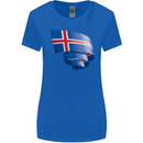Curled Iceland Flag Icelander Day Football Womens Wider Cut T-Shirt Royal Blue