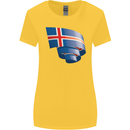 Curled Iceland Flag Icelander Day Football Womens Wider Cut T-Shirt Yellow