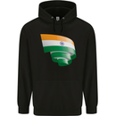 Curled India Flag Indian Day Football Childrens Kids Hoodie Black