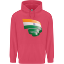 Curled India Flag Indian Day Football Childrens Kids Hoodie Heliconia