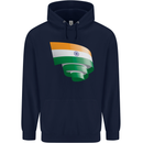 Curled India Flag Indian Day Football Childrens Kids Hoodie Navy Blue