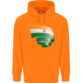 Curled India Flag Indian Day Football Childrens Kids Hoodie Orange