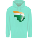 Curled India Flag Indian Day Football Childrens Kids Hoodie Peppermint