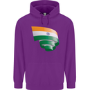 Curled India Flag Indian Day Football Childrens Kids Hoodie Purple