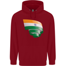 Curled India Flag Indian Day Football Childrens Kids Hoodie Red
