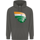 Curled India Flag Indian Day Football Childrens Kids Hoodie Storm Grey