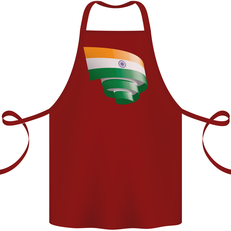 Curled India Flag Indian Day Football Cotton Apron 100% Organic Maroon