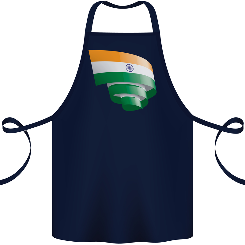 Curled India Flag Indian Day Football Cotton Apron 100% Organic Navy Blue