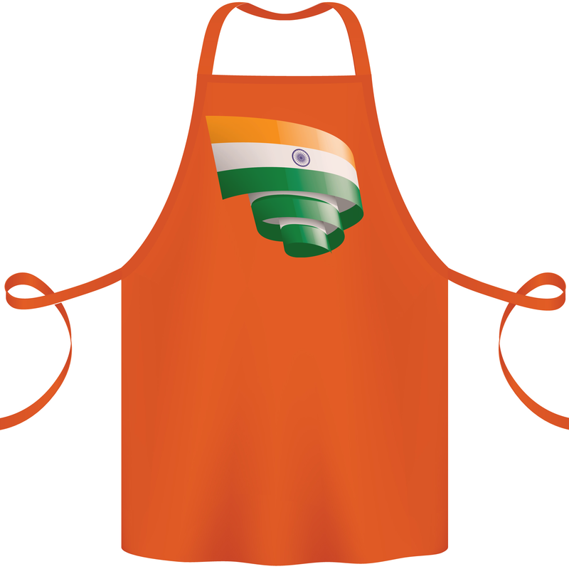Curled India Flag Indian Day Football Cotton Apron 100% Organic Orange