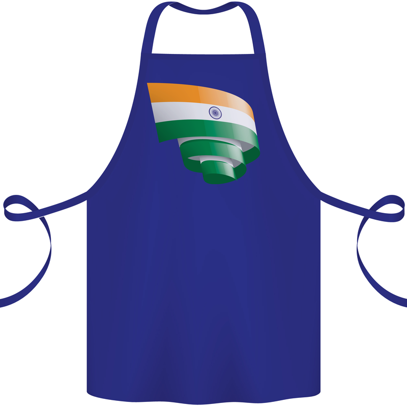 Curled India Flag Indian Day Football Cotton Apron 100% Organic Royal Blue