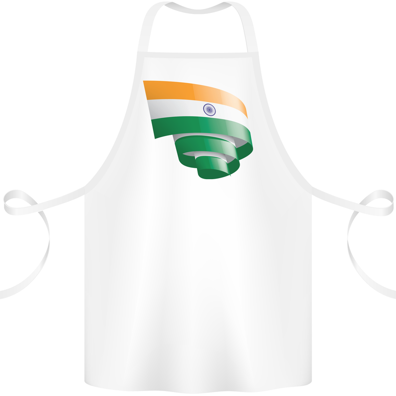 Curled India Flag Indian Day Football Cotton Apron 100% Organic White