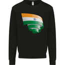 Curled India Flag Indian Day Football Kids Sweatshirt Jumper Black