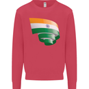 Curled India Flag Indian Day Football Kids Sweatshirt Jumper Heliconia