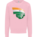 Curled India Flag Indian Day Football Kids Sweatshirt Jumper Light Pink