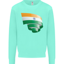 Curled India Flag Indian Day Football Kids Sweatshirt Jumper Peppermint