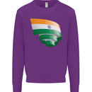 Curled India Flag Indian Day Football Kids Sweatshirt Jumper Purple