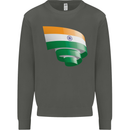 Curled India Flag Indian Day Football Kids Sweatshirt Jumper Storm Grey