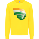 Curled India Flag Indian Day Football Kids Sweatshirt Jumper Yellow