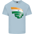 Curled India Flag Indian Day Football Kids T-Shirt Childrens Light Blue