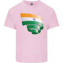 Curled India Flag Indian Day Football Kids T-Shirt Childrens Light Pink