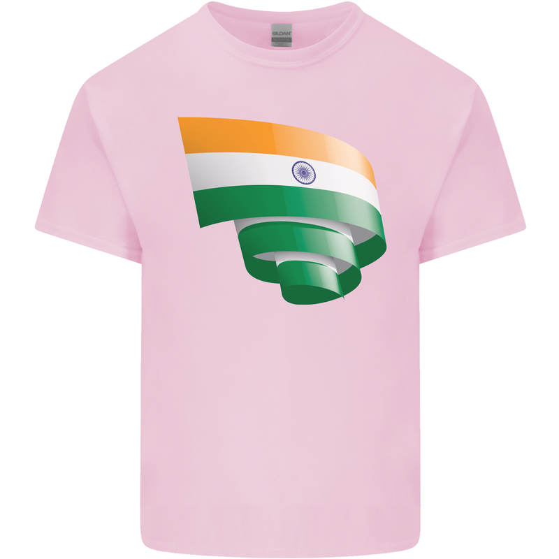Curled India Flag Indian Day Football Kids T-Shirt Childrens Light Pink