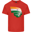 Curled India Flag Indian Day Football Kids T-Shirt Childrens Red