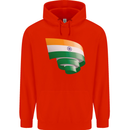 Curled India Flag Indian Day Football Mens 80% Cotton Hoodie Bright Red