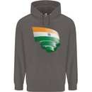 Curled India Flag Indian Day Football Mens 80% Cotton Hoodie Charcoal