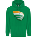 Curled India Flag Indian Day Football Mens 80% Cotton Hoodie Irish Green