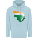 Curled India Flag Indian Day Football Mens 80% Cotton Hoodie Light Blue