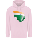 Curled India Flag Indian Day Football Mens 80% Cotton Hoodie Light Pink