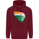 Curled India Flag Indian Day Football Mens 80% Cotton Hoodie Maroon