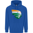 Curled India Flag Indian Day Football Mens 80% Cotton Hoodie Royal Blue