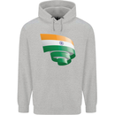 Curled India Flag Indian Day Football Mens 80% Cotton Hoodie Sports Grey