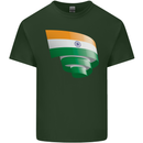 Curled India Flag Indian Day Football Mens Cotton T-Shirt Tee Top Forest Green