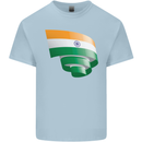 Curled India Flag Indian Day Football Mens Cotton T-Shirt Tee Top Light Blue