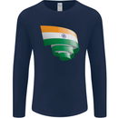 Curled India Flag Indian Day Football Mens Long Sleeve T-Shirt Navy Blue