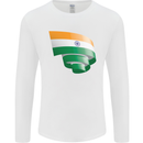 Curled India Flag Indian Day Football Mens Long Sleeve T-Shirt White