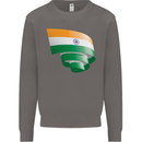 Curled India Flag Indian Day Football Mens Sweatshirt Jumper Charcoal