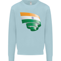 Curled India Flag Indian Day Football Mens Sweatshirt Jumper Light Blue