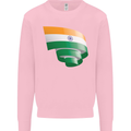 Curled India Flag Indian Day Football Mens Sweatshirt Jumper Light Pink