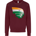 Curled India Flag Indian Day Football Mens Sweatshirt Jumper Maroon