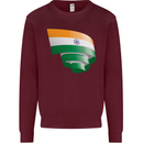 Curled India Flag Indian Day Football Mens Sweatshirt Jumper Maroon