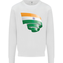 Curled India Flag Indian Day Football Mens Sweatshirt Jumper White