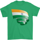 Curled India Flag Indian Day Football Mens T-Shirt 100% Cotton Irish Green