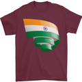 Curled India Flag Indian Day Football Mens T-Shirt 100% Cotton Maroon