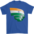 Curled India Flag Indian Day Football Mens T-Shirt 100% Cotton Royal Blue